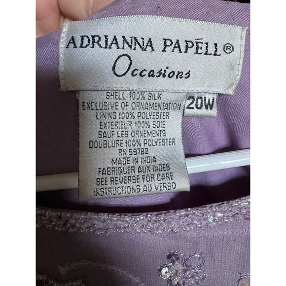 Adrianna Papell Occasions silk Lavender sequin beaded sheer sleeve top size 20W - Picture 12 of 15
